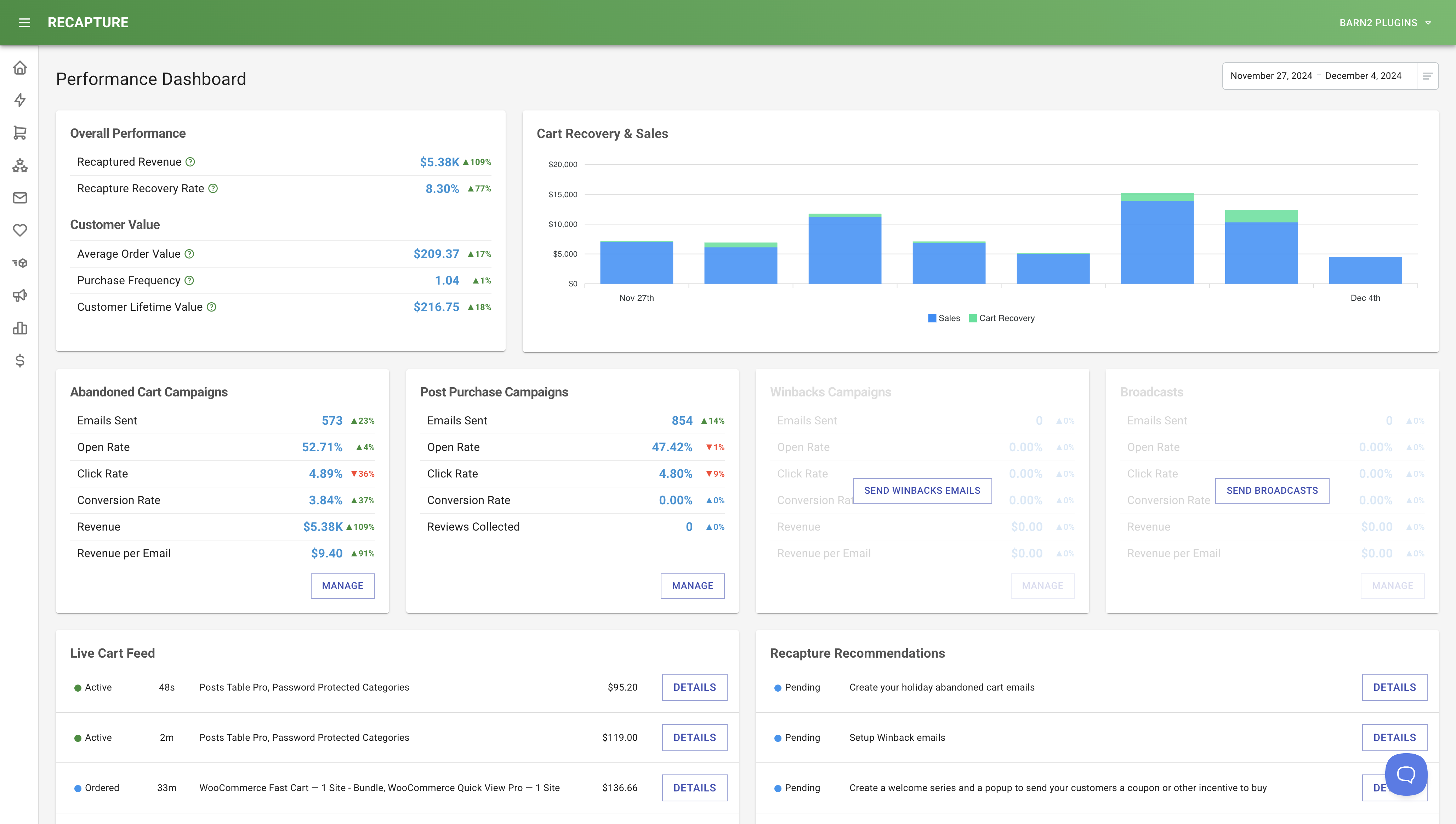 2025 Black Friday Recapture Revenue